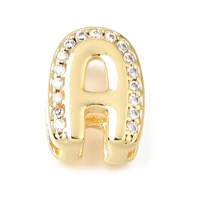 Brass Micro Pave Clear Cubic Zirconia Initial Spacer Bars KK-E802-34G-A-1