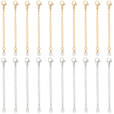 20Pcs 2 Colors Brass End with Chain KK-BBC0019-10-1