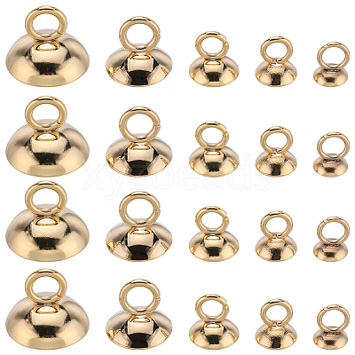 100Pcs 5 Size 201 Stainless Steel Bead Cap Pendant Bails STAS-SC0006-01-1