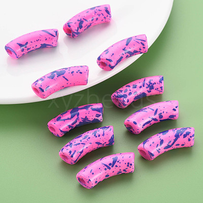 Opaque Spray Painted Acrylic Beads MACR-S372-001F-B06-1