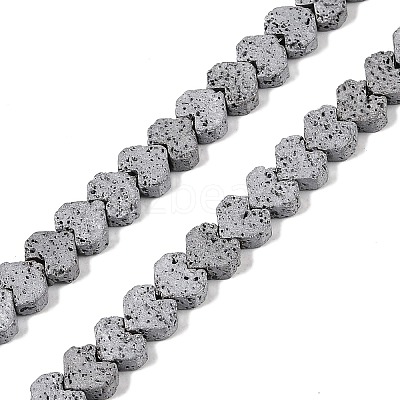 Electroplated Natural Lava Rock Beads Strands G-Q1009-G01-02G-1