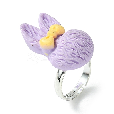 Bunny Resin Finger Ring RJEW-JR00638-01-1