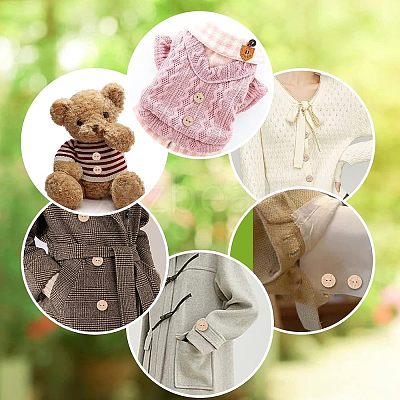 240Pcs 4 Styles 2-Hole Flat Round Coconut Buttons BUTT-CA0001-10-1