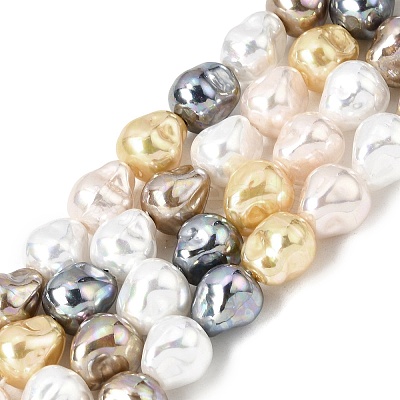 Electroplated Glass Shell Pearl Beads Strands BSHE-B009-D02-01-1