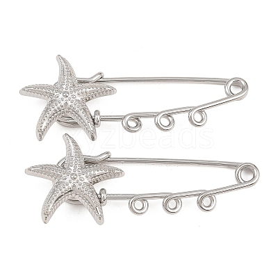 Starfish 304 Stainless Steel Safety Pins Brooch Findings SA-CBA098D-16C-P03-1
