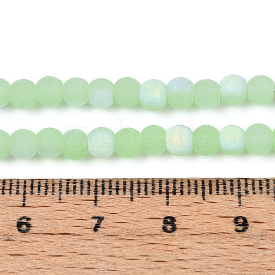 Frosted Imitation Jade Glass Beads Strands GLAA-T032-J4mm-MBB03-1