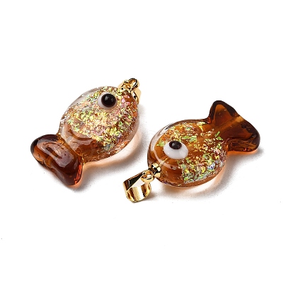 Handmade Dichroic Foil Lampwork Pendants X2-DICH-G001-01G-02-1
