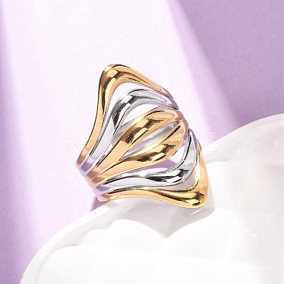 304 Stainless Steel Open Cuff Rings for Women RJEW-K321-01B-1
