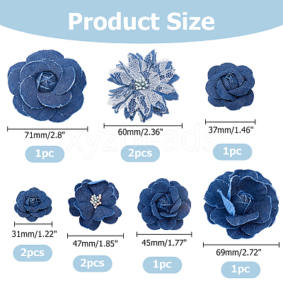 10Pcs 7 Styles Denim Flower for Clothes Garment Accessories Decorative DIY-HS0001-82B-1