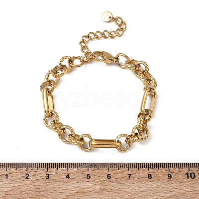 304 Stainless Steel Figaro Chains Bracelets for Women SA-CBA4051-10G-1