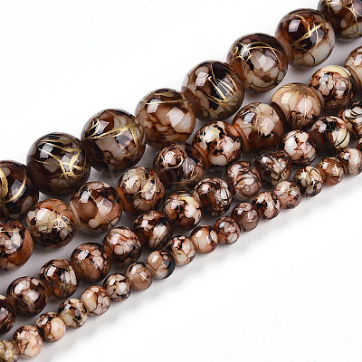 Baking Paint Glass Beads Strands DGLA-N003-8mm-B06-1