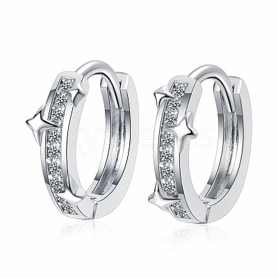 Brass Micro Pave Clear Cubic Zirconia Hoop Earrings FS-WG5E6AE-01-1