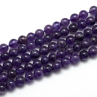 Natural Amethyst Round Bead Strands X-G-L170-6mm-01-1
