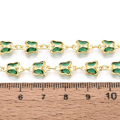 Brass Glass Butterfly Charm Link Chains CHC-T018-11E-G-1