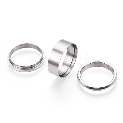 Detachable 304 Stainless Steel Grooved Finger Ring Settings STAS-WH0047-73E-P-1