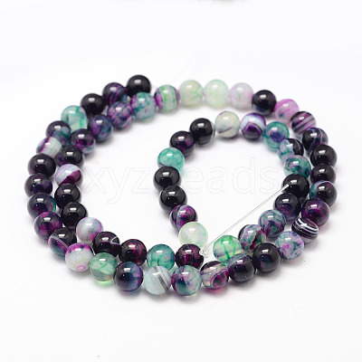 Natural Striped Agate/Banded Agate Bead Strands X-G-K155-A-8mm-10-1