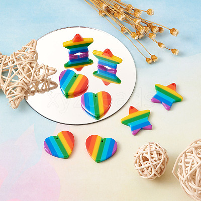 12Pcs 2 Style Plastic Stripe Pendants KY-YS0001-03-1