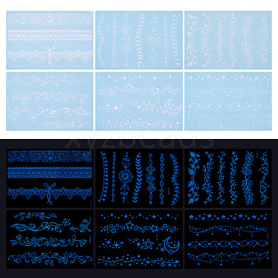6 Sheets Luminous Paper Tattoo Stickers STIC-TAC0001-007A-1