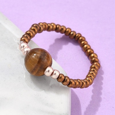 Natural & Synthetic Mixed Stone Stretch Rings RJEW-JR00255-1