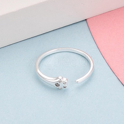 925 Sterling Silver Micro Pave Clear Cubic Zirconia Open Cuff Rings for Women STER-N016-143S-1