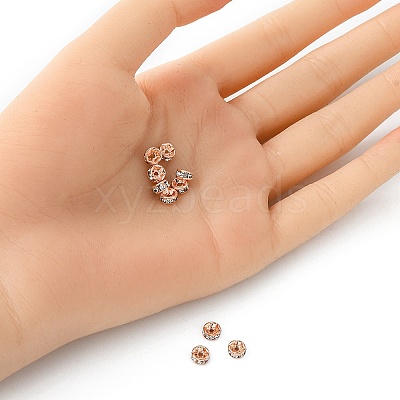 Brass Rhinestone Spacer Beads RB-YW0001-04B-01RG-1