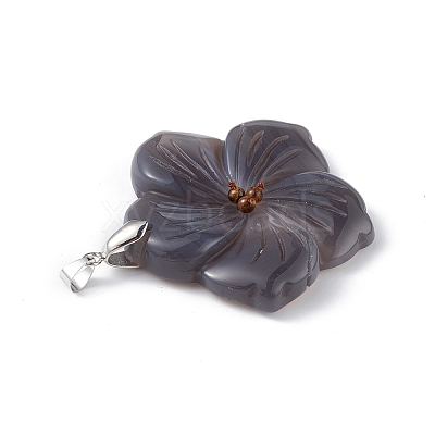 Natural Grey Agate Big Pendants G-B040-01P-04-1
