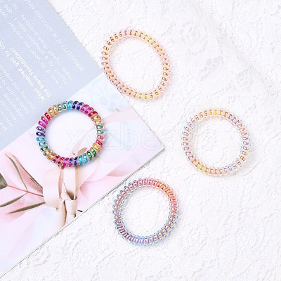 Plastic Telephone Cord Elastic Hair Ties OHAR-Q044-32-1