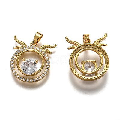 Brass Clear Cubic Zirconia Constellation Charms KK-J278-33G-I-1