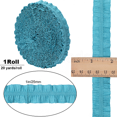 20 Yards Ruffled Polyester Elastic Lace Trim EW-WH0018-01C-1