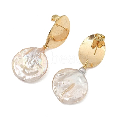 Natural Baroque Keshi Pearl Stud Dangle Earring EJEW-JE07134-1