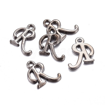 Gunmetal Plated Alloy Letter Pendants PALLOY-P097-03-R-1