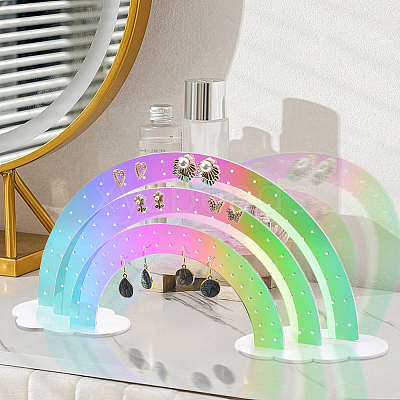 Laser Style Rainbow Shaped Acrylic Earring Organizer Display Stands AJEW-WH20020-150-1