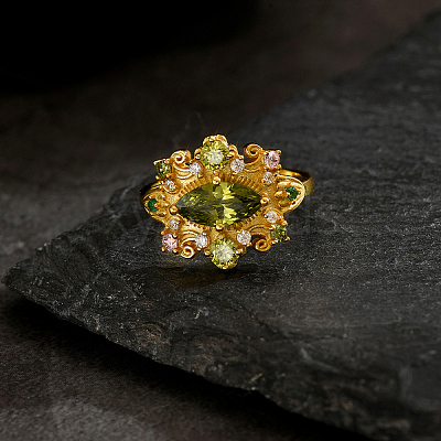 Brass Micro Pave Cubic Zirconia Finger Rings for Women KW9333-5-1