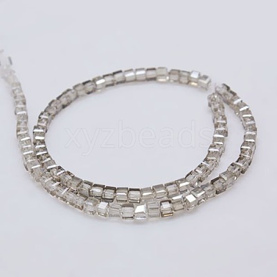 Transparent Cube Shaped Crystal Glass Beads Strands GLAA-F012-A01-1