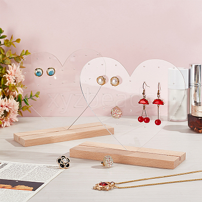 Transparent Heart Acrylic Earring Display Stands EDIS-WH0016-030-1