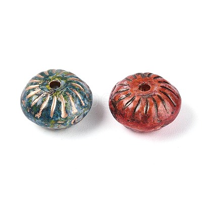 Picasso Baking Paint & Golden Metal Enlaced Glass Beads DGLA-T004-52M-1