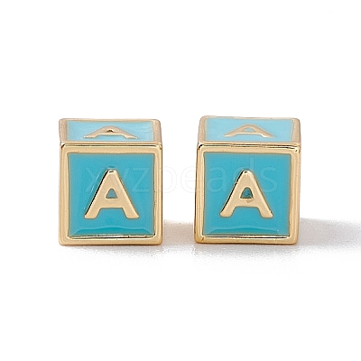 Rack Plating Brass Enamel Beads KK-B060-04G-06A-1