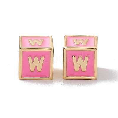 Rack Plating Brass Enamel Beads KK-B060-04G-05W-1