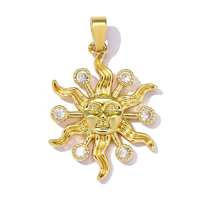 Brass Micro Pave Clear Cubic Zirconia Pendants CU-OY001-71G-1