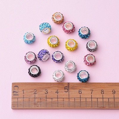 Polymer Clay Rhinestone European Beads CPDL-JP0001-01-1