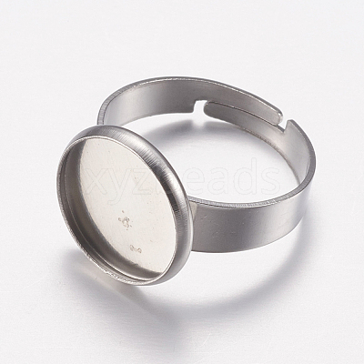 Tarnish Resistant Adjustable 304 Stainless Steel Finger Rings Components STAS-F149-18P-B-1