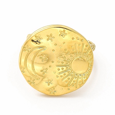 Ion Plating(IP) 304 Stainless Steel Sun & Moon Planet Open Cuff Ring for Women RJEW-B027-20G-1