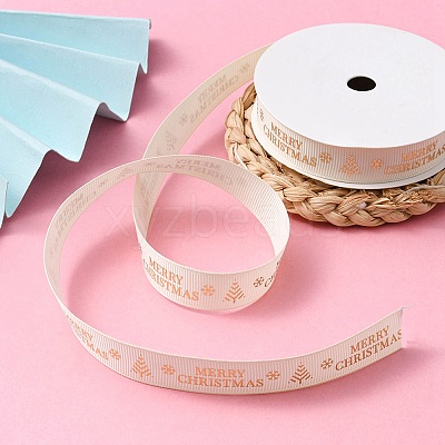 Flat Christmas Theme Polyester Grosgrain Ribbon OCOR-YWC0001-01A-01-1