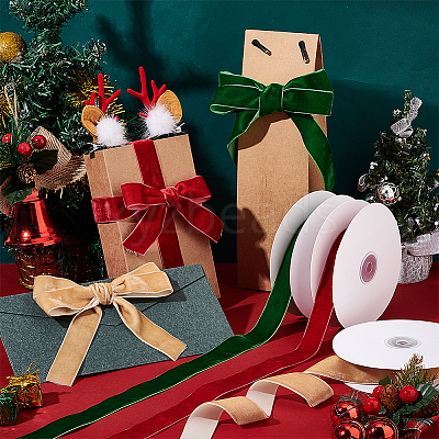 3 Rolls 3 Colors Single Face Velvet Ribbon Sets OCOR-AR0001-57-1