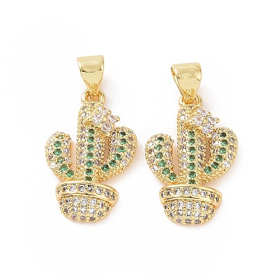Brass Micro Pave Cubic Zirconia Pendants ZIRC-P106-15G-1