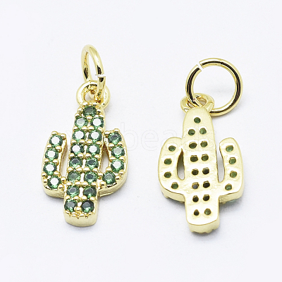 Brass Cubic Zirconia Charms X-ZIRC-G130-26G-02-NR-1