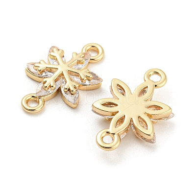 Brass Pave Clear Cubic Zirconia Connector Charms KK-Q789-10G-1