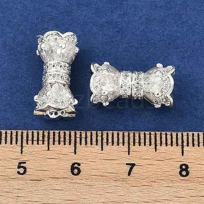 Brass Micro Pave Clear Cubic Zirconia Screw Clasps KK-H202-02C-S-1