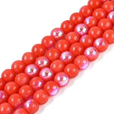 Electroplate Opaque Glass Beads Strands EGLA-Q132-6MM-01C-05-1