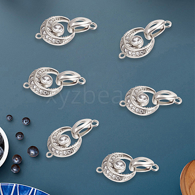 6Pcs Brass Micro Pave Clear Cubic Zirconia Fold Over Clasps KK-BBC0028-91-1
